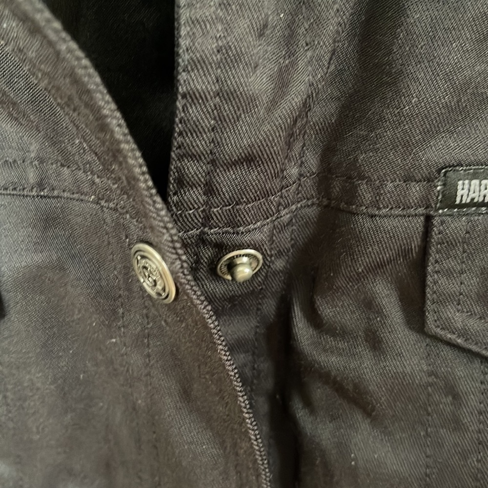 Harley Davidson Black Jacket Snap Front Large - image 5